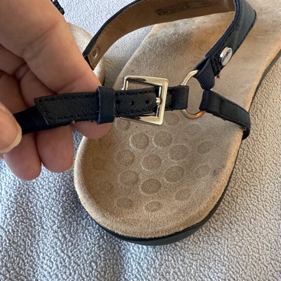 Vionic Sandal Women 9.5 Rest Kirra Strap Orthotic Leather Black TVW5126 Thong - Picture 9 of 9